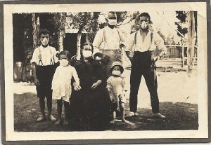 Steel Family wearing face masks