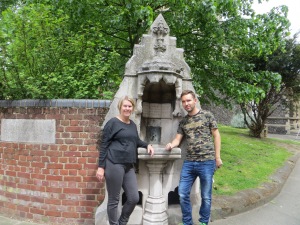 Susan and Joel at the Drinking Fountain, Norwich in 2015